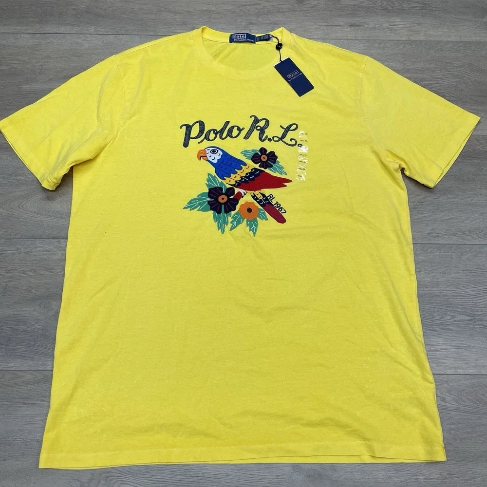 NWT Polo Ralph Lauren Parrot Tropical Yellow T Shirt Men Sz XLT Beach